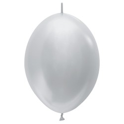 LOL12 481 Balon z łącznikiem 12" perłowy srebrny