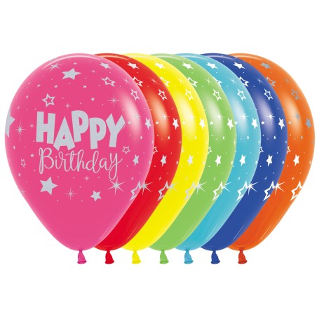 R12 HBFAN Balon okrągły 12" Happy Birthday