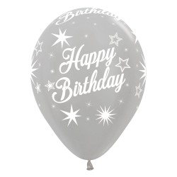 R12 HBSPAR Balon okrągły 12" Happy Birthday Sparkle
