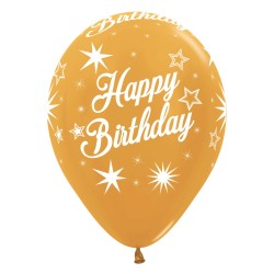 R12 HBSPAR Balon okrągły 12" Happy Birthday Sparkle
