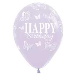 R12 HBBFLY Balon okrągły 12" Happy Birthday Enchanted Butterflies