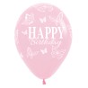 R12 HBBFLY Balon okrągły 12" Happy Birthday Enchanted Butterflies