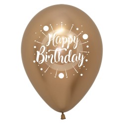R12 HBRADMCOL Balon okrągły 12" Happy Birthday - Reflex