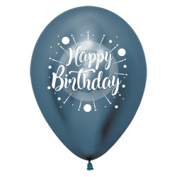 R12 HBRADMCOL Balon okrągły 12" Happy Birthday - Reflex