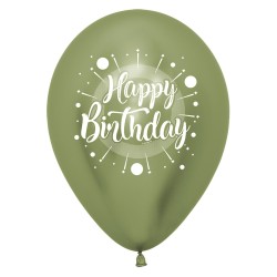 R12 HBRADMCOL Balon okrągły 12" Happy Birthday - Reflex