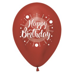R12 HBRADMCOL Balon okrągły 12" Happy Birthday - Reflex