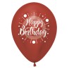 R12 HBRADMCOL Balon okrągły 12" Happy Birthday - Reflex