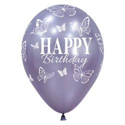 R12 HBBFLYS Balon okrągły 12" Happy Birthday - Silk