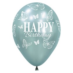 R12 HBBFLYS Balon okrągły 12" Happy Birthday - Silk