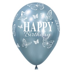 R12 HBBFLYS Balon okrągły 12" Happy Birthday - Silk
