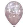R12 HBBFLYS Balon okrągły 12" Happy Birthday - Silk
