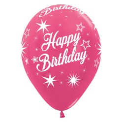 R12 HBSPARK Balon okrągły 12" Happy Birthday Sparkles