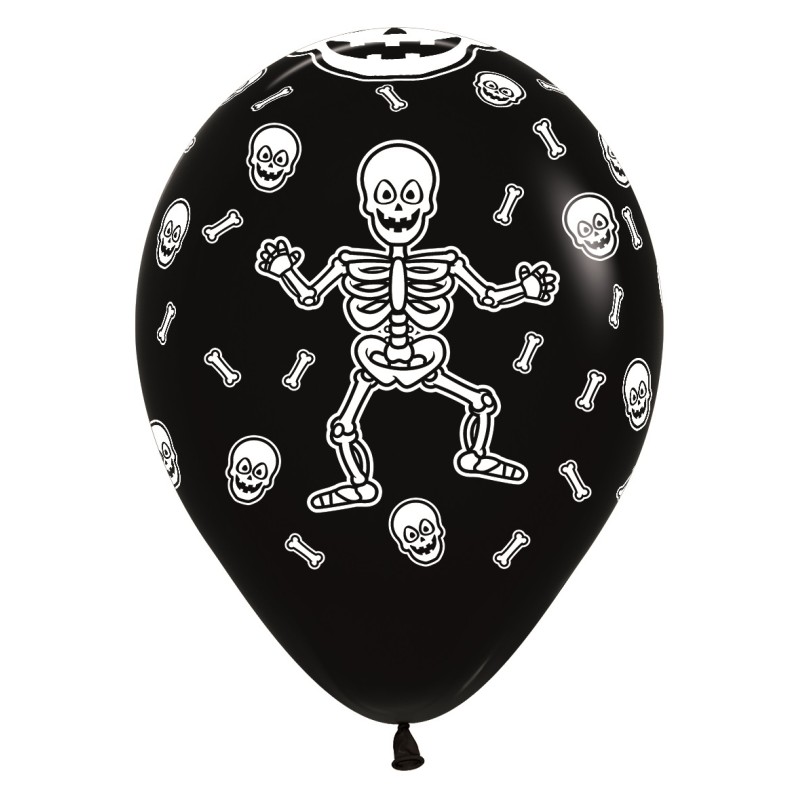R12 SKELET Balon okrągły 12" Happy Halloween