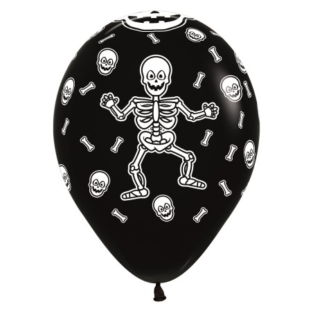 R12 SKELET Balon okrągły 12" Happy Halloween