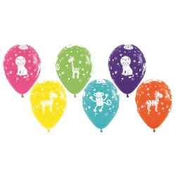 R12 JUNGLE000 Balon 12" z nadrukiem zwierzątek