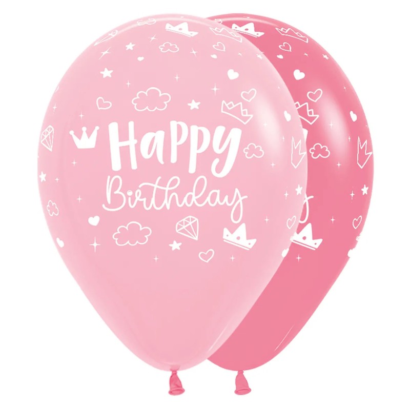 R12 HBMC609 Balon okrągły 12" Happy Birthday magiczny zamek